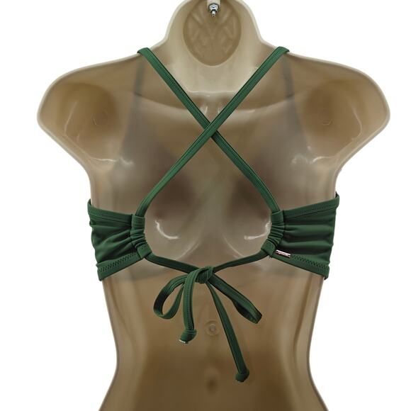 Victoria Secret Pink Swim Bikini Top Large Green Solid Wrap Halter - Picture 5 of 5